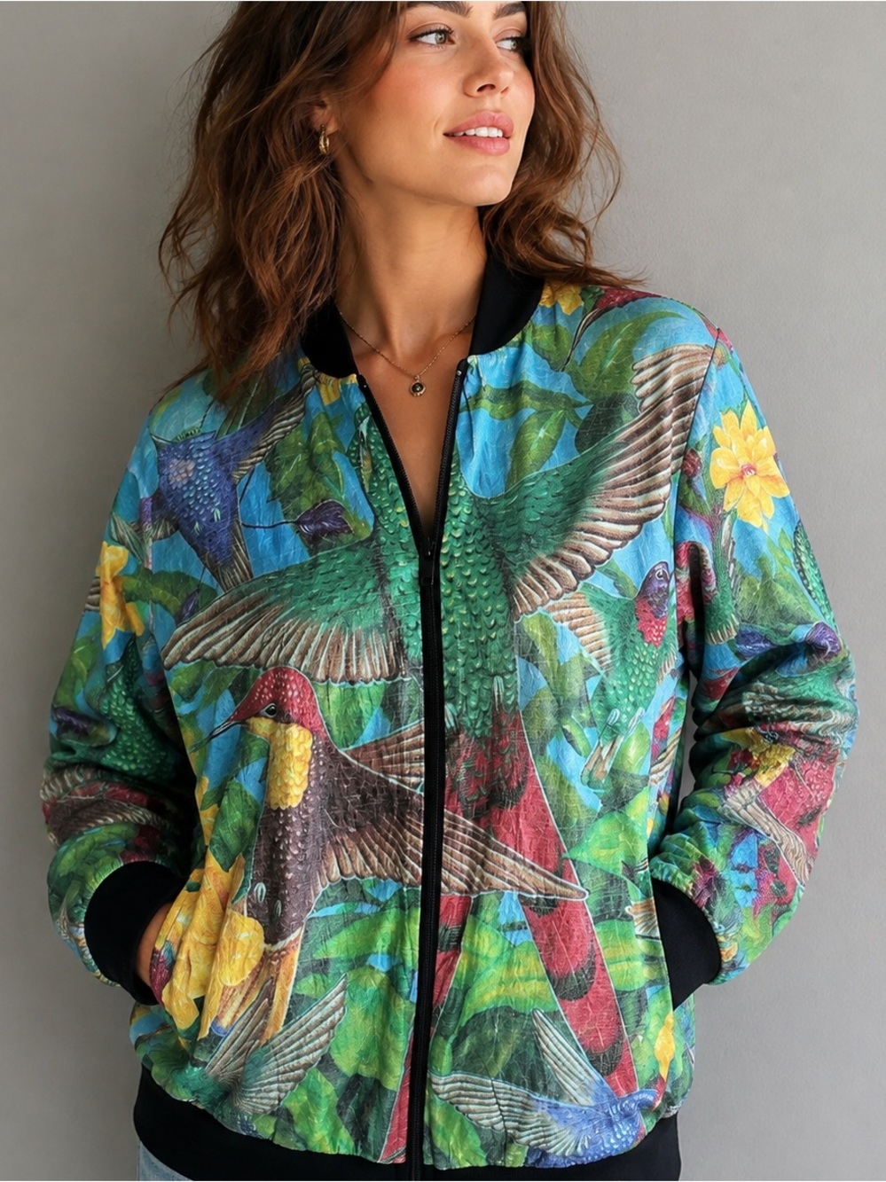 Vintage Hummingbird Jacket Tyvek Paper Pride Tropical Windbreaker USA S